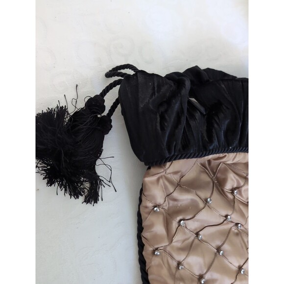 Vtg Christmas Stockings Villa Bacci Set Two Black Gold Stockings Rhinestone LG - Picture 6 of 10
